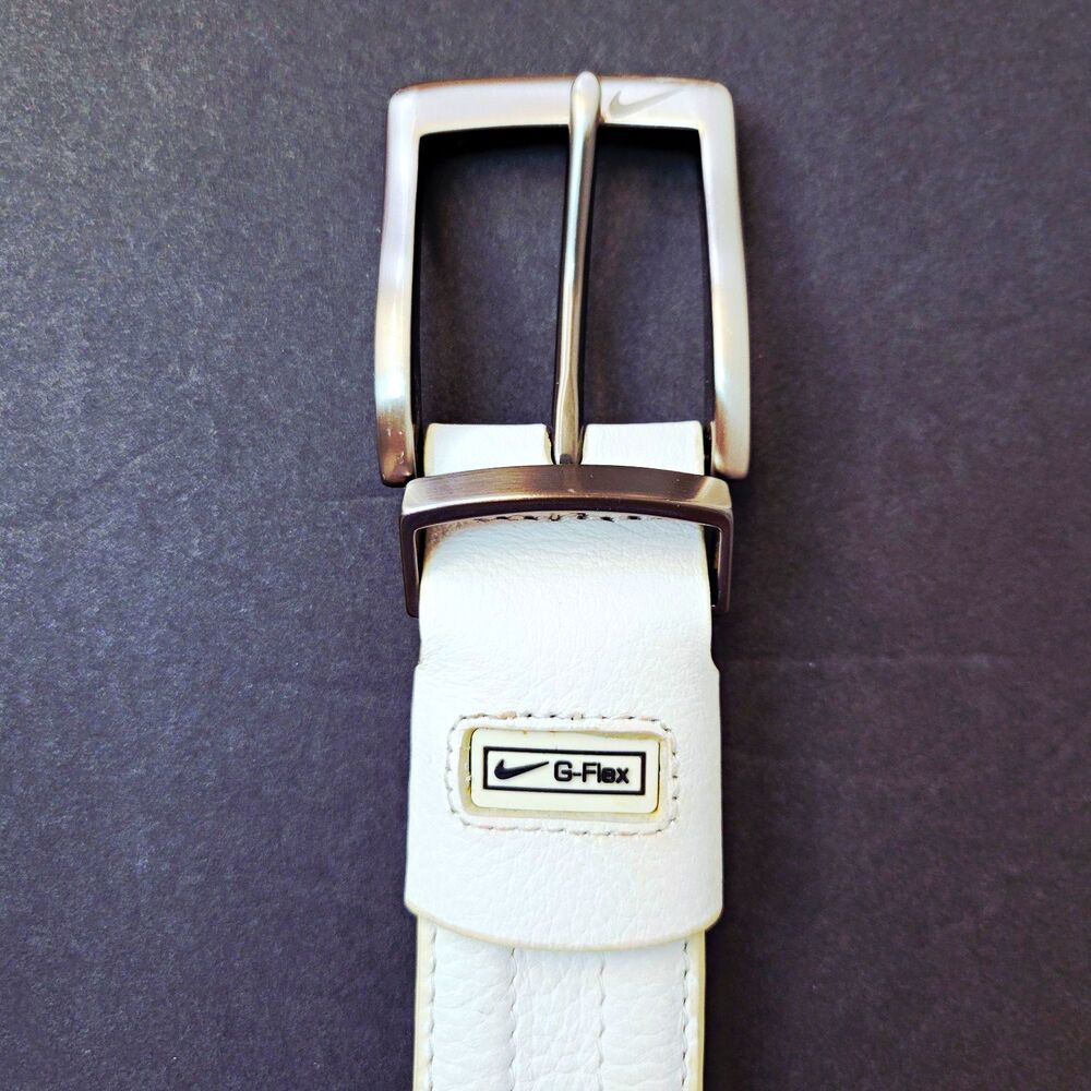 Nike G-Flex White Genuine Leather Golf Belt Men’s Size 36